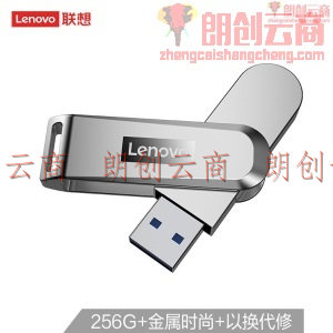 联想（Lenovo）256GB USB3.0（USB3.1 Gen1) U盘 X3 香槟银 全金属电脑车载高速优盘 360度旋转