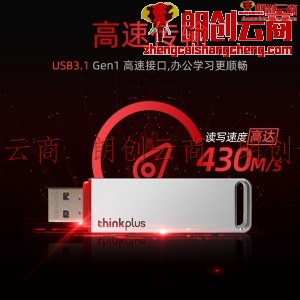 联想（thinkplus）移动固态闪存优盘 USB3.1高速传输U盘 金属商务U盘 大容量电脑优盘 TU100 Pro 【256G】银色