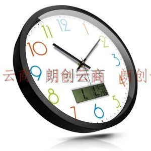 摩门（Momen）挂钟 客厅创意静音石英钟现代液显日历钟表农历显示挂表LCD41