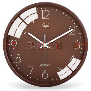 康巴丝（Compas）挂钟创意静音钟表客厅现代简约时钟 12英寸卧室石英钟表挂墙C2448 深咖色