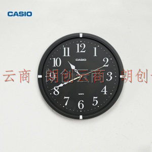 卡西欧（CASIO）挂钟 客厅创意静音钟表时尚简约壁钟卧室时钟 石英钟表挂墙 IQ-88-1PF黑色