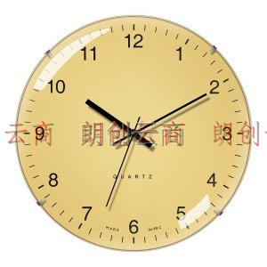 Timess挂钟 客厅创意静音钟表时尚简约壁钟卧室时钟石英钟表挂墙 P39-4金边黄面