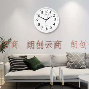 康巴丝（COMPAS）挂钟 创意简约钟表客厅静音石英钟表挂墙卧室时钟 c2855 白色