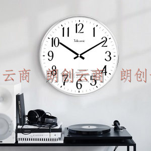 天王星（Telesonic）挂钟 客厅个性钟表现代简约静音钟创意时尚时钟卧室石英钟Q0676-2 银色
