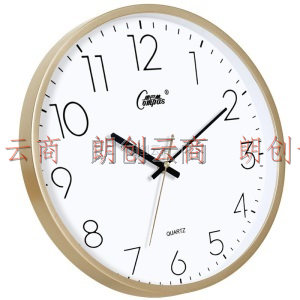 康巴丝（COMPAS）挂钟 创意简约钟表客厅静音石英钟表挂墙卧室时钟北欧时尚挂表 C2855-1 金色