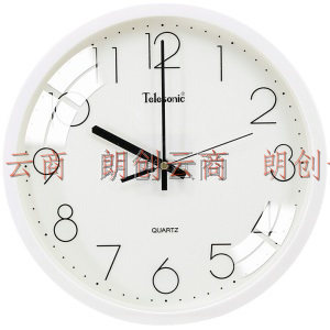 天王星（Telesonic）挂钟 客厅创意钟表现代简约静音钟时尚个性3D立体时钟卧室石英钟圆形挂表S9651-1白色