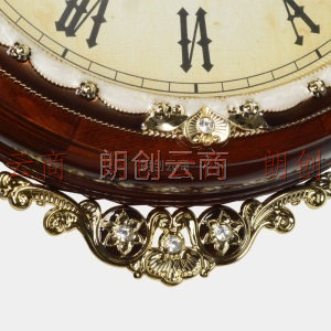 汉时(Hense)客厅双面挂钟欧式静音挂表时尚创意钟表现代两面时钟经典石英钟表HDS01木色
