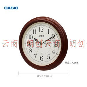 卡西欧（CASIO）挂钟静音客厅实木钟表现代石英钟简约时尚时钟创意挂表 IQ-121-5PF