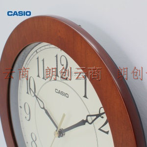 卡西欧（CASIO）挂钟IQ-126客厅钟表静音时尚时钟简约木质挂表石英钟10英寸 深棕色IQ-126-5PF