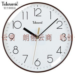 天王星（Telesonic）挂钟 客厅创意钟表现代简约静音钟时尚个性3D立体时钟卧室石英钟圆形挂表Q8721-3咖啡色