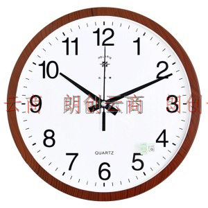 北极星（POLARIS）挂钟静音客厅钟表简约创意时钟时尚石英钟12英寸现代办公室挂表C2906 深原木