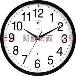 北极星（POLARIS）挂钟 客厅静音时尚自动对时创意电波钟时钟智能钟表 7950黑色电波