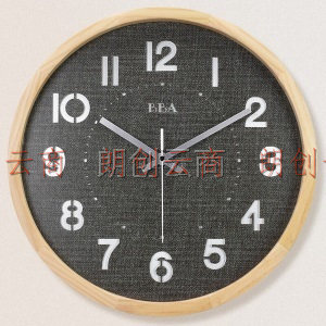 BBA挂钟 客厅创意钟表简约静音个性木质现代时尚时钟挂表无镜面数字 14英寸榉木