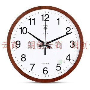 北极星（POLARIS）挂钟静音客厅钟表简约创意时钟时尚石英钟12英寸现代办公室挂表C2906 深原木