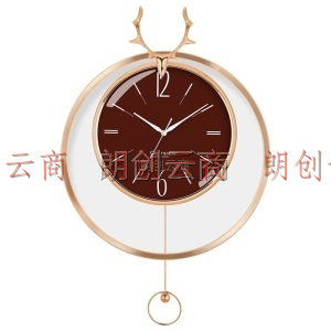 康巴丝（Compas）挂钟欧式摆钟创意静音钟表客厅现代简约时钟 卧室北欧石英钟表挂墙 C3250 红色