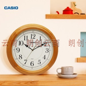 卡西欧（CASIO）挂钟静音客厅实木钟表现代石英钟简约时尚时钟创意挂表 IQ-121-7PF