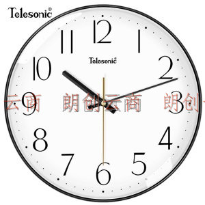 天王星（Telesonic）挂钟客厅静音简约创意钟表现代时尚个性时钟3D立体石英钟薄边挂表 钢琴黑（35厘米）