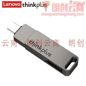 联想（thinkplus）64GB USB3.2 Type-C双接口U盘 MU90 360度旋转保护 电脑手机两用闪存盘 深灰色