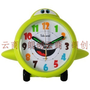 天王星（Telesonic）闹钟 创意学生时钟儿童卧室床头钟夜光闹表时尚小飞机客厅静音钟表玩具闹铃A1121-3绿色