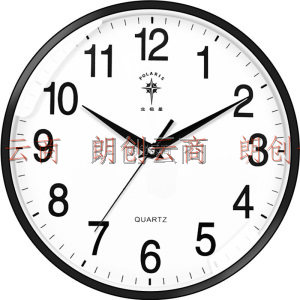 北极星（POLARIS）挂钟 时尚创意客厅钟表 静音简约石英钟12英寸2842黑色