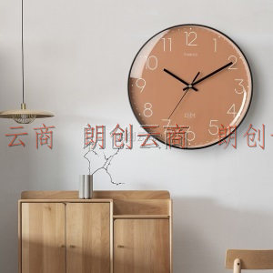 Timess挂钟 创意简约钟表客厅静音石英钟表挂墙卧室时钟 P50-3运动橙