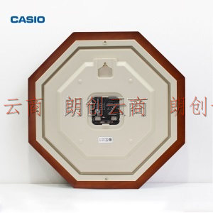 卡西欧（CASIO）挂钟 IQ-123S 客厅卧室静音挂表 创意个性办公室八角实木石英钟表 IQ-123S-5PF深棕色