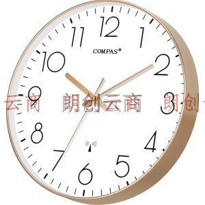 康巴丝（COMPAS）挂钟 电波钟客厅静音时尚简约北欧时钟表挂墙智能自动对时电波钟 C6219B轻奢金
