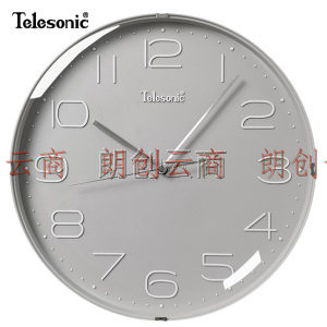 天王星（Telesonic）挂钟12英寸日式简约挂钟家用客厅时钟装饰石英钟卧室静音时钟表Q0731-5灰色
