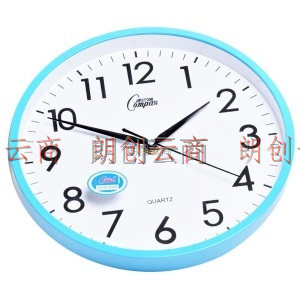 康巴丝（COMPAS）挂钟 创意简约钟表客厅静音石英钟表挂墙卧室时钟 c2855 蓝色