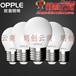 欧普照明（OPPLE）LED灯泡节能球泡 3W E27大螺口 白光（五只装）