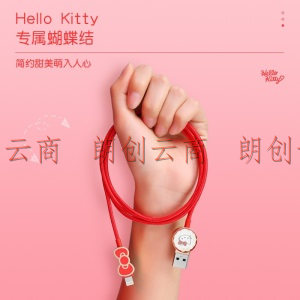 Hello Kitty 苹果数据线3D立体卡通手机充电线usb电源线1.2米 iPhone12/11ProMax/XSMax/XR/SE/iPad 红颜