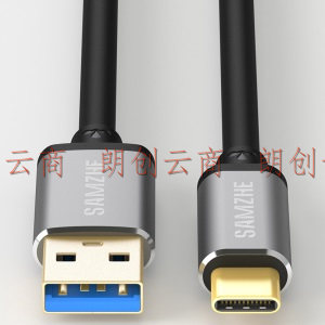 山泽 Type-c/usb-c数据线 USB3.0充电器线 铝合金电源线头 支持华为Mate20Pro/P20 小米8SE/6x 1米 黑色