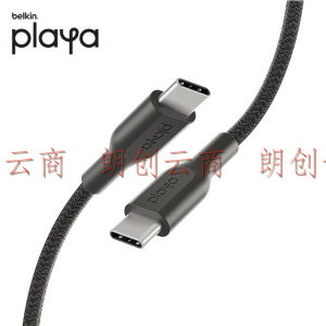 贝尔金(BELKIN) playa USB-C转C华为安卓Type-C数据线PD快充线 黑色 编织款1m