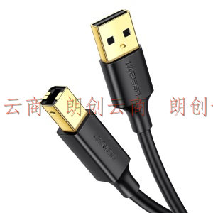 绿联（UGREEN）USB2.0高速打印机线 AM/BM方口镀金接头数据线 通用惠普HP佳能爱普生打印机连接线5米 黑10352