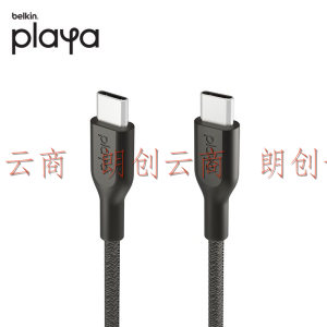 贝尔金(BELKIN) playa USB-C转C华为安卓Type-C数据线PD快充线 黑色 编织款1m