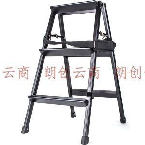 云腾（YUNTENG）铝合金梯凳 多功能家用人字梯折叠梯子商用摄影梯子加宽加厚 黑色(三步高0.8米)载重150kg