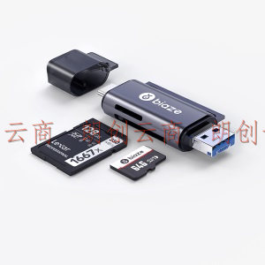 毕亚兹 USB-C3.0高速多功能合一手机读卡器Type-c接口安卓OTG支持SD单反相机TF行车记录仪手机存储卡A19-灰