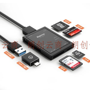 绿巨能（llano）USB3.0读卡器 多合一高速读卡 适用SD/TF/Micro SD/CF存储卡+Type-C转接头 安卓OTG转换器