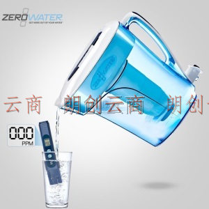 zerowater(灵水) 滤水壶套装 1壶1滤芯配检测笔 2.3L家用直饮净水壶过滤净水器经典10杯量双出水口