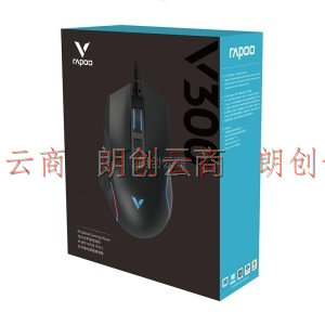 雷柏（Rapoo） V300 有线鼠标 游戏鼠标 人体工程学 RGB背光 10键可编程 电竞鼠标 吃鸡鼠标 黑色