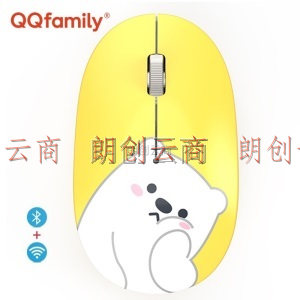 QQfamily QM713无线蓝牙鼠标 双模鼠标 办公鼠标 可充电 人体工程学 笔记本电脑QQ鼠标 黄色