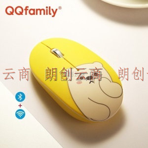 QQfamily QM713无线蓝牙鼠标 双模鼠标 办公鼠标 可充电 人体工程学 笔记本电脑QQ鼠标 黄色