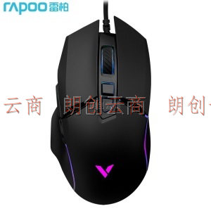 雷柏（Rapoo） V300 有线鼠标 游戏鼠标 人体工程学 RGB背光 10键可编程 电竞鼠标 吃鸡鼠标 黑色