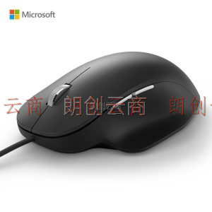 微软 (Microsoft) 简约精准鼠标 黑色  有线鼠标 自定义侧键 金属滚轮 人体工学 蓝影技术 办公鼠标