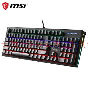 微星（MSI）GK50Z 机械键盘 黑轴 RGB光效 有线 游戏电竞办公键盘 104键 吃鸡键盘 黑色