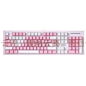 微星（MSI）GK50Z PIXEL 粉嘟嘟 机械键盘 青轴 RGB光效 白色背光 有线 游戏电竞办公键盘 104键 吃鸡键盘