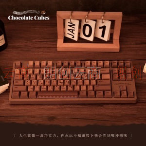 黑爵（AJAZZ）新国货国潮巧克力机械键盘 游戏键盘 有线键盘 87键PBT热升华键帽 电竞游戏电脑办公 粉轴