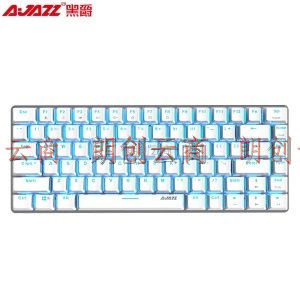黑爵（Ajazz）极客AK33 全背光版机械键盘 青轴白色 蓝光 82键 游戏 办公 电脑 笔记本键盘