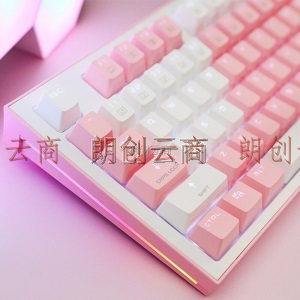 微星（MSI）GK50Z PIXEL 粉嘟嘟 机械键盘 红轴 RGB光效 白色背光 有线 游戏电竞办公笔记本适用键盘 104键