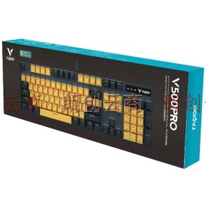 雷柏（Rapoo） V500PRO黄蓝版 机械键盘 有线键盘 游戏键盘 104键单光键盘 吃鸡键盘 办公键盘 红轴